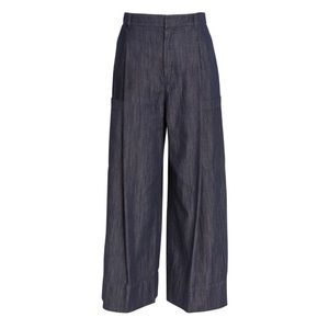 MaxMara straight leg trousers in linen in black and white plaid